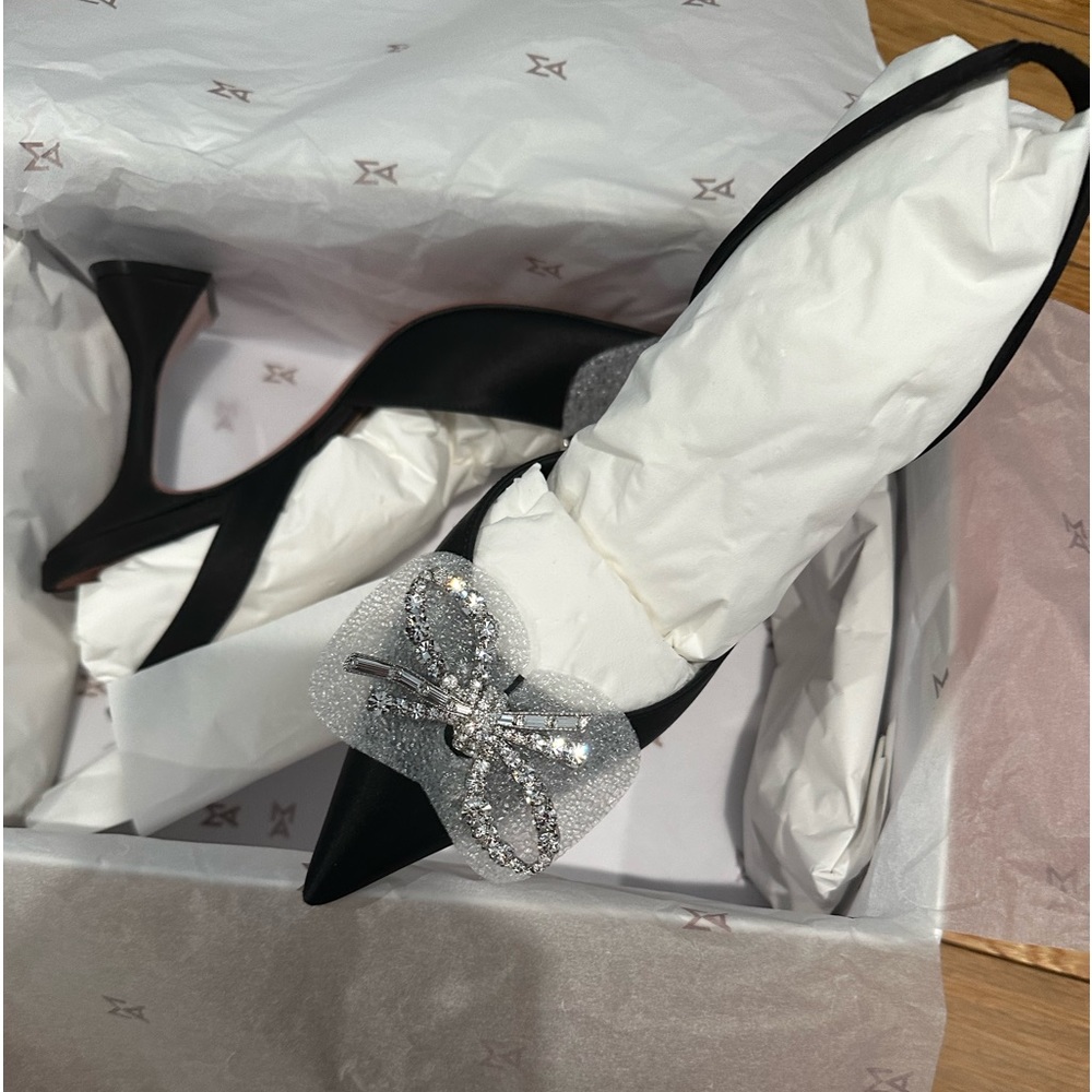 Amina muaddi Rosie sling satin black heels